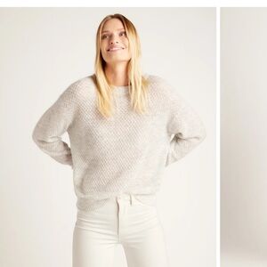 Quince Baby Alpaca Wool Diamond Stitch Crewneck Sweater - Black, Size Small